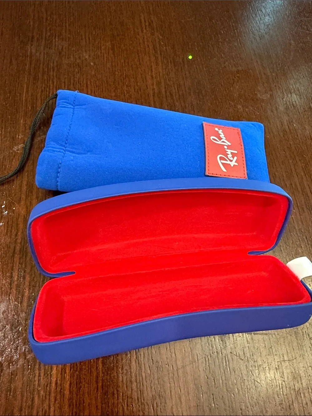 Ray-Ban Blue and Red Protective Sunglasses Case with Microfiber Pouch